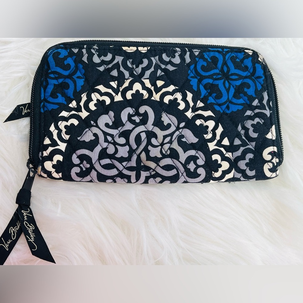 Vera Bradley Black and Blue Wallet with Elegant Pattern